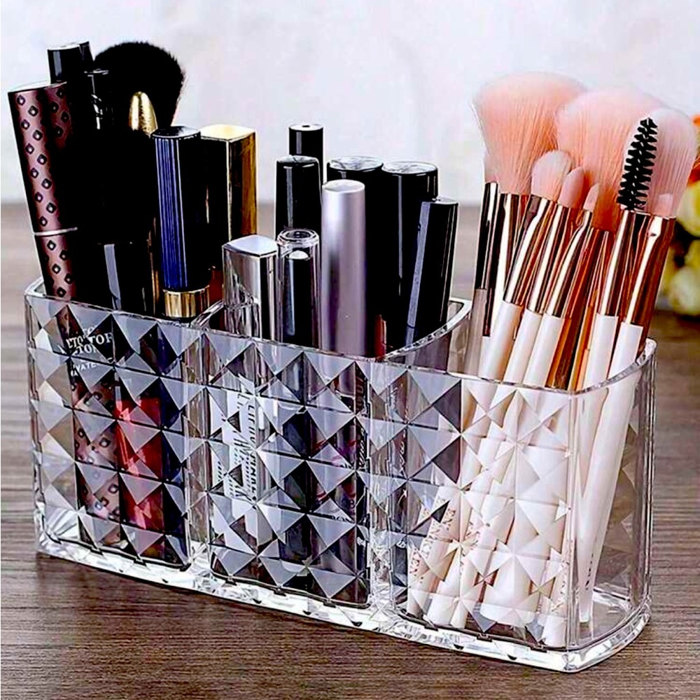 Clear Jacquard 3 compartment Makeup Organizer NEW 🏷️